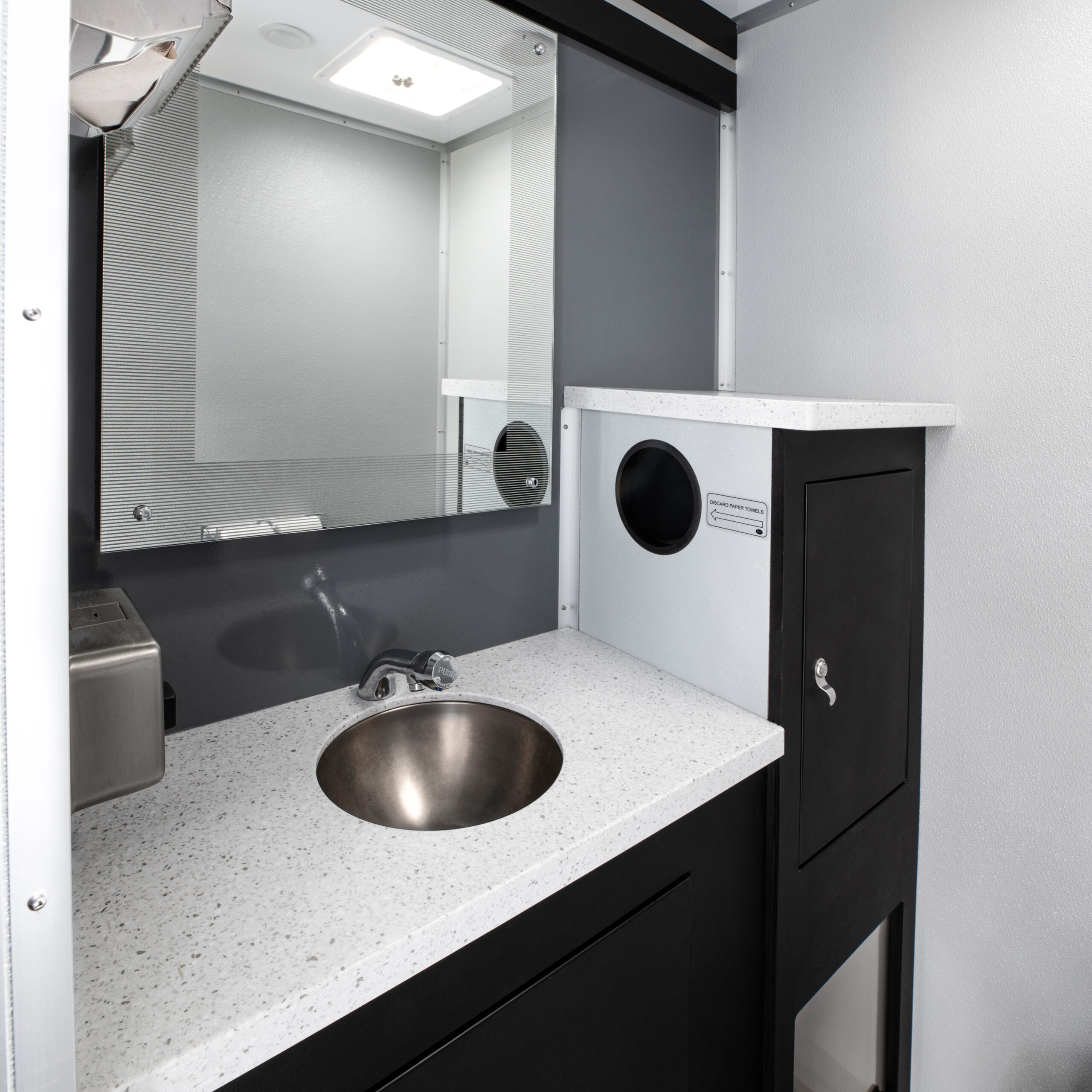 Small Gold Restroom Trailer Rental - Image 4